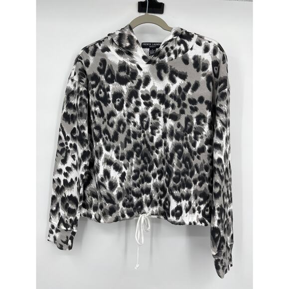 French Laundry Sport Womens Animal Print Long Sleeve Hoodie Top NEW Size Large - Picture 10 of 11